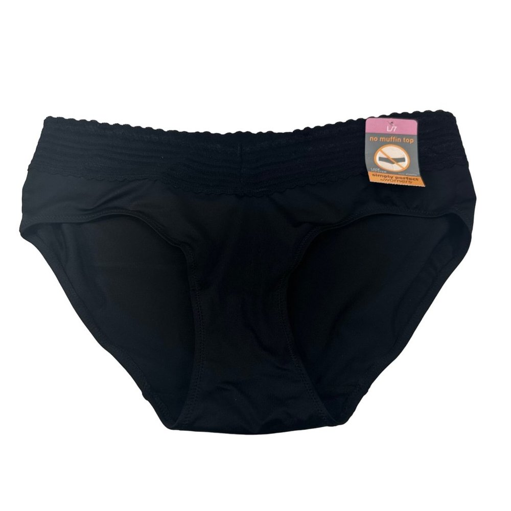 Simply Perfect By Warner's Women's Size 7 Large Panty Lace Hipster Black New